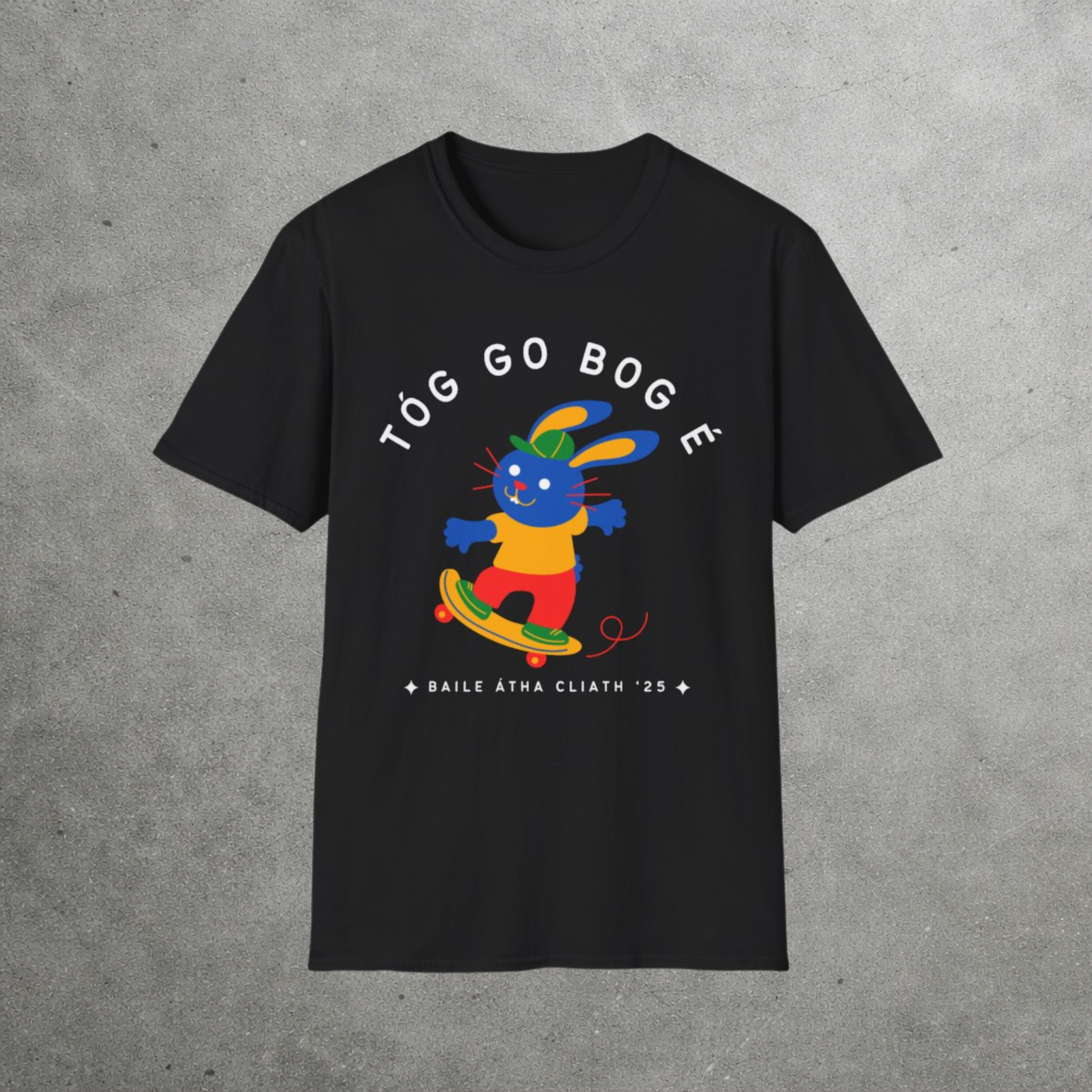 Skateboard Bunny T-Shirt – 'Tóg Go Bog É' Cute Irish Skate Tee